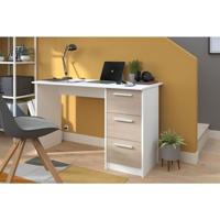 Office Essential Parisot 3 Lades - Chene and White Decor - L 121.2 x D 55 x H 74,5 cm - gemaakt in Frankrijk - thumbnail