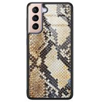 Samsung Galaxy S21 Plus glazen hardcase - Golden snake - thumbnail