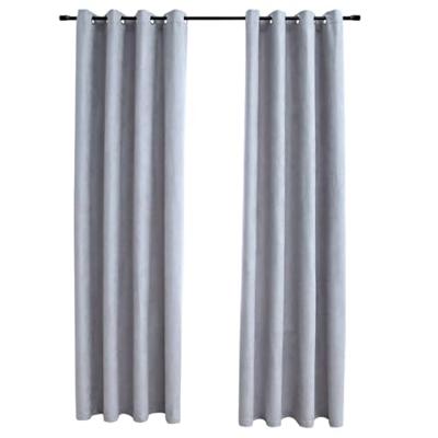 VidaXL Gordijn verduisterend met metalen ringen 2 st 140x225 cm grijs VidaXL Gordijn verduisterend met metalen ringen 2 st 140x225 cm grijs