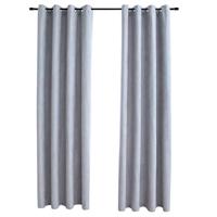 VidaXL Gordijn verduisterend met metalen ringen 2 st 140x225 cm grijs - thumbnail
