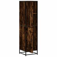Hoge kast 35,5x35x139 cm bewerkt hout en metaal gerookt eiken - thumbnail
