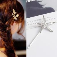2 PC'S beste cadeau voor vrouwen Hair clip heldere haarspeld eenvoudige haar styling accessoires (Zilveren Starfish) - thumbnail