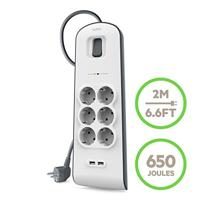 Belkin Spanningsbeveiliger met 6 stopcontacten en 2 USB-poorten stekkerdoos - thumbnail
