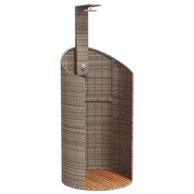 Buitendouche 100x100x241,5 cm poly rattan en acaciahout grijs - thumbnail