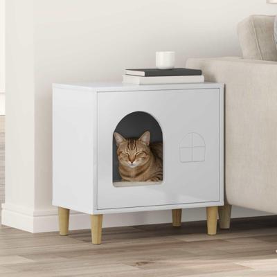 Kattenhuis Glanzend Wit 51 x 30 x 52 cm Bewerkt hout