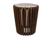 HSM Collection-Ronde Bijzettafel-ø45x50-Bruin|Wit-Mango|Marmer - thumbnail