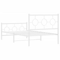 Bedframe met hoofd- en voeteneinde metaal wit 100x190 cm - thumbnail