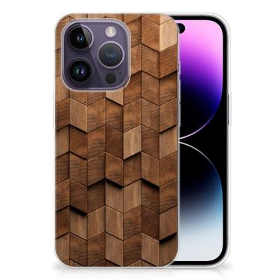 Bumper Hoesje voor Apple iPhone 14 Pro Wooden Cubes Bumper Hoesje voor Apple iPhone 14 Pro Wooden Cubes