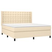 Boxspring met matras en LED stof crèmekleurig 160x200 cm - thumbnail