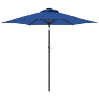 VidaXL Parasol met led&apos;s en stalen paal 225x225x212 cm azuurblauw - thumbnail