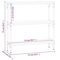 Wandtafel 75x22,5x75 cm bewerkt hout zwart - thumbnail