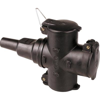 Rubberen 3 voudige wcd met hangkoppeling zwart IP44