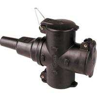 Rubberen 3 voudige wcd met hangkoppeling zwart IP44 - thumbnail