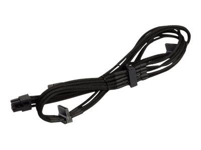 SilverStone SST-PP06B-3SATA80M - voedingskabel 80cm 3x SATA & Slimline SATA gesleevt, zwart