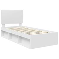 Bedframe met hoofdeinde Wit 90 x 190 cm Massief grenenhout - thumbnail