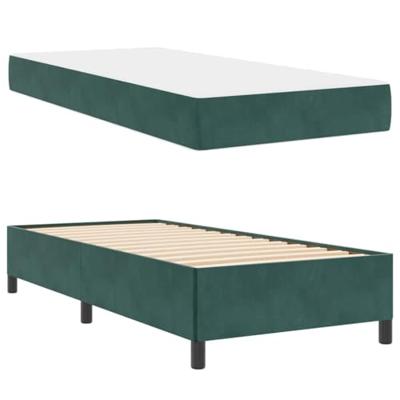 Bedframe Donkergroen, groen en wit 100 x 200 cm Fluweel