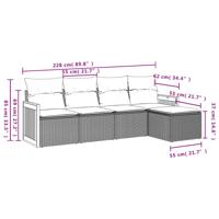 6-delige Loungeset met kussens poly rattan beige - thumbnail