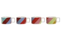 Set van koffiekopjes DKD Home Decor Wit Multicolour Lichtbruin Metaal Bamboe Dolomite 260 ml - thumbnail