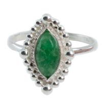 Edelsteen Ring Smaragd (bijgekleurd) - 925 Zilver (Maat 17) - thumbnail