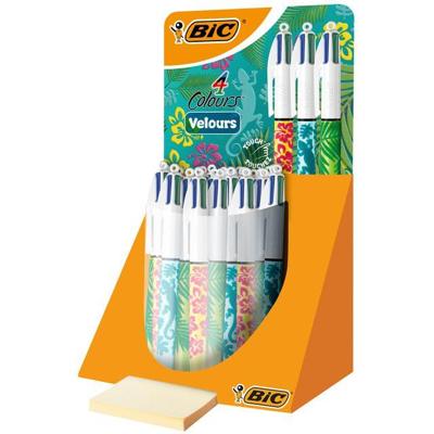 Balpen Bic 4kleuren velours medium assorti