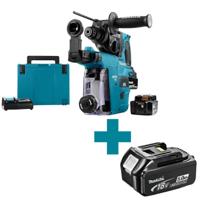 Makita accu combihamer - DHR242RTJW - SDS-Plus - 18V - 2x5.0 Ah accu en snellader - in Mbox met stofafzuigunit - thumbnail