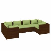 6-delige Loungeset met kussens poly rattan bruin - thumbnail