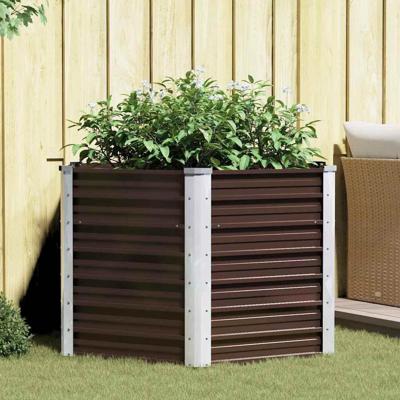 VidaXL Plantenbak verhoogd 129x129x77 cm gegalvaniseerd staal bruin VidaXL Plantenbak verhoogd 129x129x77 cm gegalvaniseerd staal bruin