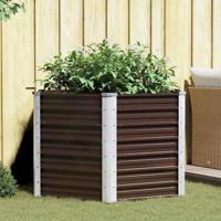 VidaXL Plantenbak verhoogd 129x129x77 cm gegalvaniseerd staal bruin - thumbnail