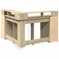 Bureau met LED-verlichting 130x130x91 cm hout sonoma eikenkleur - thumbnail
