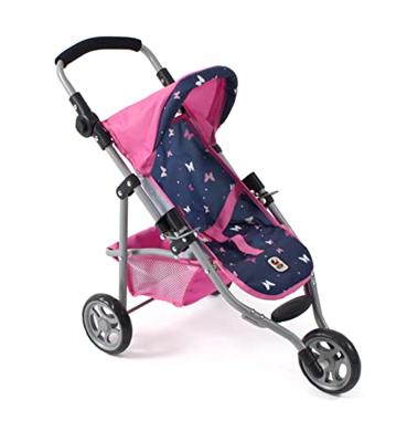 Poppenwagen Jogger Lola - Vlinders Navy Roze Poppenwagen Jogger Lola - Vlinders Navy Roze