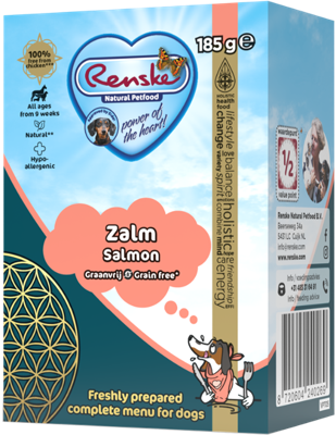 Renske Graanvrij vers bereid zalm natvoer hond (tetra) 12 x 185 g