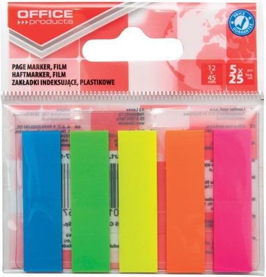 OFFICE products index, ft 12 x 45 mm, ophangzakje van 5 x 25 tabs, geassorteerde kleuren