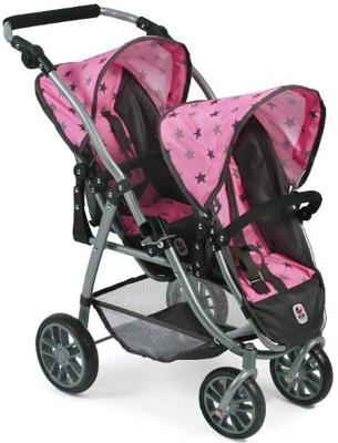 Tweeling Poppenwagen Vario - Stars Grijs Tweeling Poppenwagen Vario - Stars Grijs