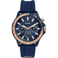 Fossil Bannon multifunctioneel blauw siliconen horloge BQ2498 - thumbnail