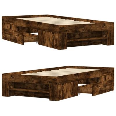 Bedframe zonder matras hout gerookt eikenkleurig 90x200 cm Bedframe zonder matras hout gerookt eikenkleurig 90x200 cm