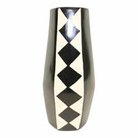 Terracotta Vaas Zwart-Wit Medium - thumbnail