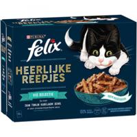 Felix Heerlijke Reepjes Vis Selectie met zalm, tonijn, kabeljauw, schol in saus natvoer kat 48 x 80 g Vis selectie + 48 x 80 g Farm selectie - thumbnail
