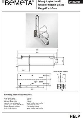 Toiletbeugel Sapho Opklapbaar 80x15.3 cm RVS Toiletbeugel Sapho Opklapbaar 80x15.3 cm RVS