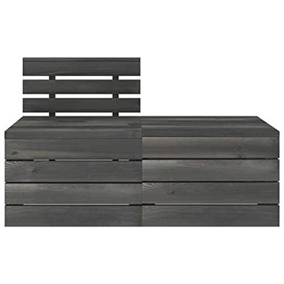 2-delige Loungeset pallet massief grenenhout donkergrijs - thumbnail