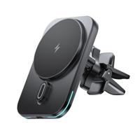 Telefoonhouder auto Ventilatie rooster - Magnetisch - Draadloos laden - 15 Watt Fast Charge - Geschikt voor MagSafe - GSM houder auto - 360° Rotatie - Zwart (PSQ2-CAR) - thumbnail