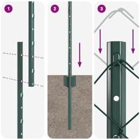 VidaXL Hek met paal groen 1,2 x 10 m staal en pvc - thumbnail