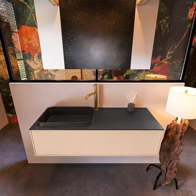 Badkamermeubelset Mondiaz Erin 120 cm met 1 Lade met RIDGE Wastafel Links Urban met 1 kraangat Greeploos Mat Rosee