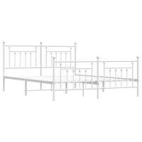 Bedframe met hoofd- en voeteneinde metaal wit 183x213 cm - thumbnail