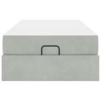 Bedframe met matras met opslag Lichtgrijs 90 x 200 cm Fluweel - thumbnail