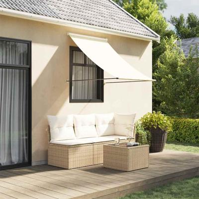 VidaXL Luifel uittrekbaar 150x150 cm stof en staal crèmekleurig