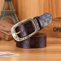 Dames Plum Blossom patroon metalen gesp PU lederen riem (koffie) - thumbnail