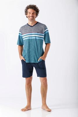 Hajo heren shortama grijs en turquoise