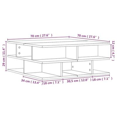 Salontafel 70x70x29 cm bewerkt hout sonoma eikenkleurig