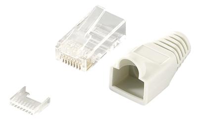 LogiLink MP0023 RJ45-connector, Cat 6 Stekker, recht Aantal polen: 8P8C Grijs 100 stuk(s)