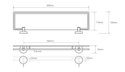 Glazen Planchet Sapho X-Round 30x5.5 cm met Rails Chroom Sapho
